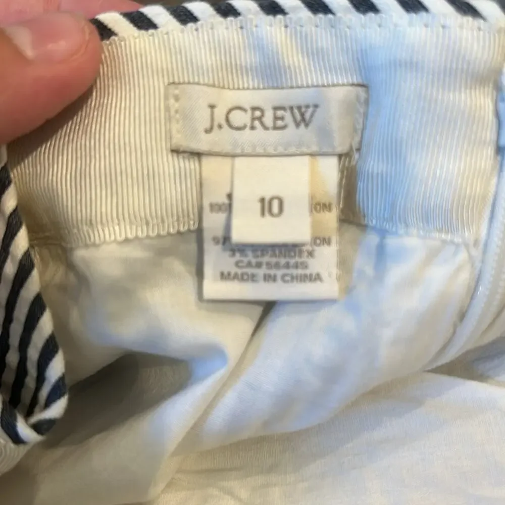 J. Crew Gray/Dark Blue/White Knee-Length Seersucker No. 2 Pencil Skirt Size 10
